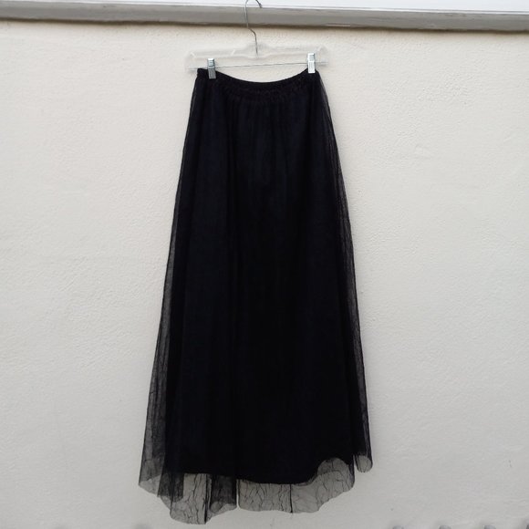 Vtge Black Mesh/Tulle Maxi Skirt Fairygrunge Dark Balletcore/Princess WhimsiGoth - Picture 6 of 15